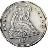 US 1851 P/O SEATED LIBERTY QUARTER DOLLARS Silver Plated Coins COPY