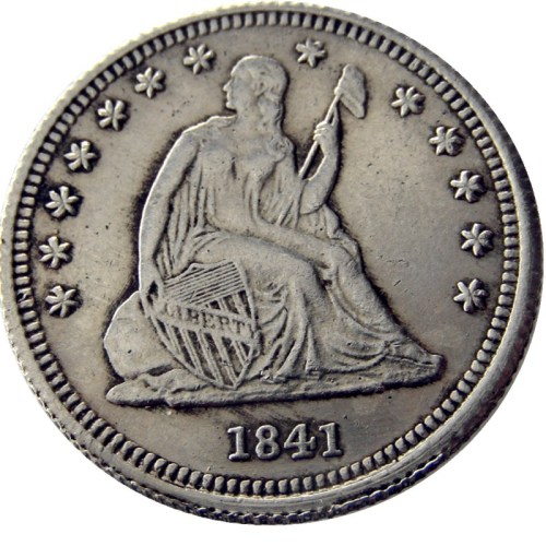 US 1841 P/O SEATED LIBERTY QUARTER DOLLARS Silver Plated Coins COPY
