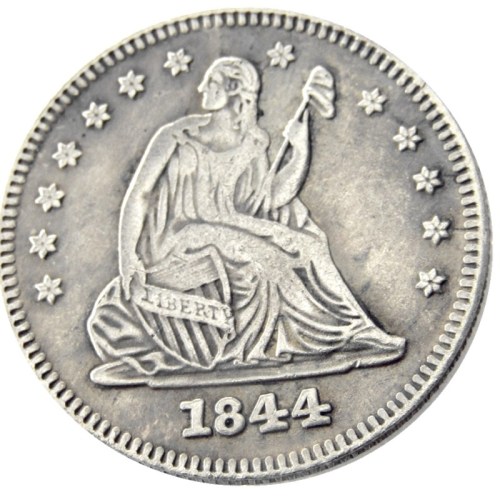 US 1844 P/O SEATED LIBERTY QUARTER DOLLARS Silver Plated Coins COPY
