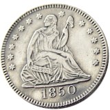 US 1850 P/O SEATED LIBERTY QUARTER DOLLARS Silver Plated Coins COPY