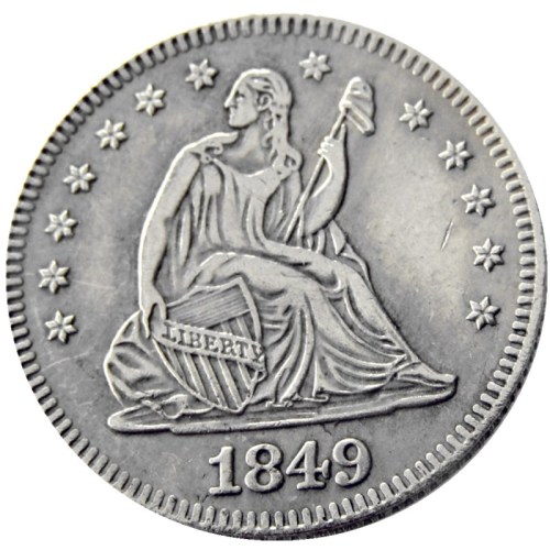 US 1849 P/O SEATED LIBERTY QUARTER DOLLARS Silver Plated Coins COPY