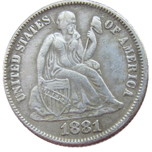 US 1881 P/S Liberty Seated Dime Silver Plated Copy Coin