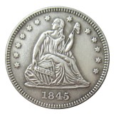 US 1845 SEATED LIBERTY QUARTER DOLLARS Silver Plated Coins COPY