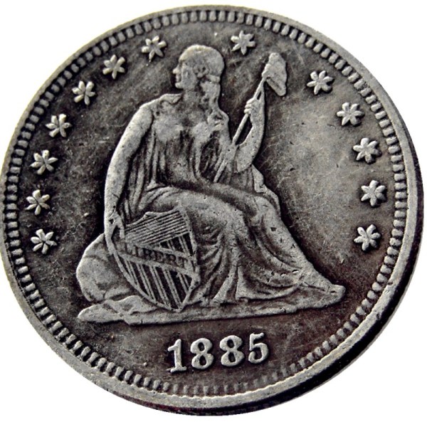 US 1885 SEATED LIBERTY QUARTER DOLLARS With Motto Silver Plated Coins COPY