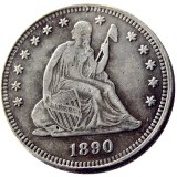 US 1890 SEATED LIBERTY QUARTER DOLLARS With Motto Silver Plated Coins COPY