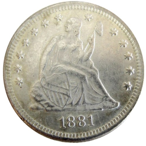 US 1881 SEATED LIBERTY QUARTER DOLLARS With Motto Silver Plated Coins COPY