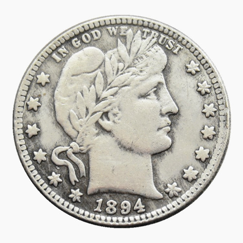 US 1894 P/S/O Barber Quarter Dollar Silver Plated Coins COPY