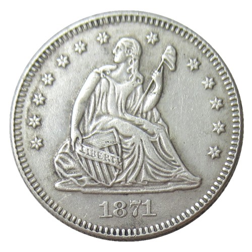 US 1871 P/CC/S SEATED LIBERTY QUARTER DOLLARS With Motto Silver Plated Coins COPY