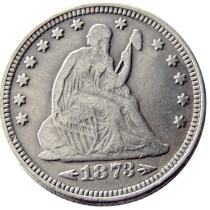 US 1873 P/CC Arrows SEATED LIBERTY QUARTER DOLLARS With Motto Silver Plated Coins COPY