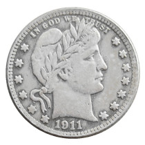US 1911 P/D/S Barber Quarter Dollar Silver Plated Coins COPY US 1911 P/D/S Barber Quarter Dollar Silver Plated Coins COPY