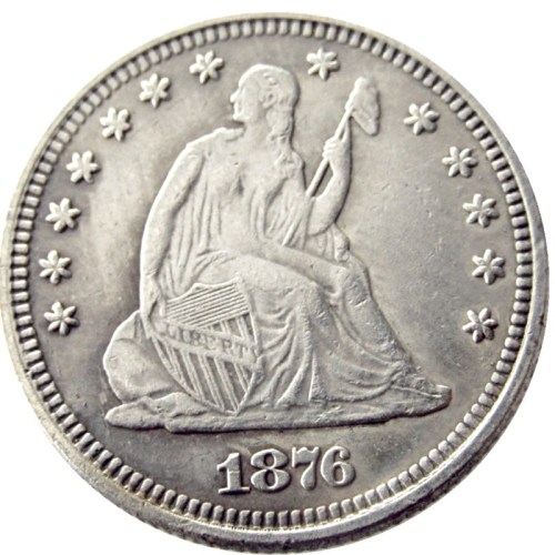 US 1876 P/CC/S SEATED LIBERTY QUARTER DOLLARS With Motto Silver Plated Coins COPY