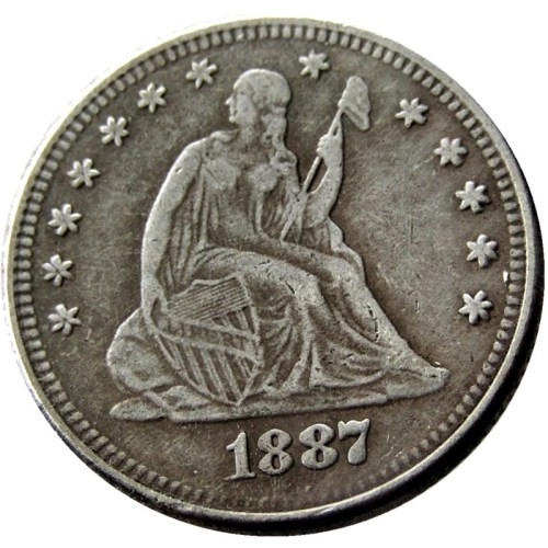 US 1887 SEATED LIBERTY QUARTER DOLLARS With Motto Silver Plated Coins COPY