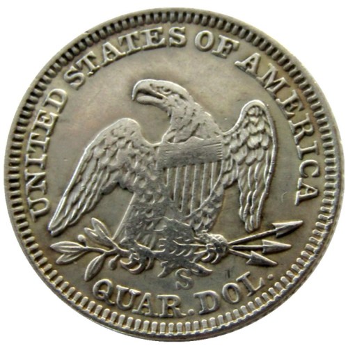 US 1855 P/O/S SEATED LIBERTY QUARTER DOLLARS Silver Plated Coins COPY