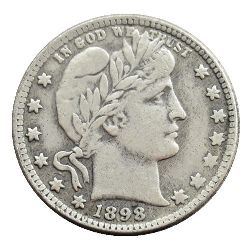 US 1898 P/S/O Barber Quarter Dollar Silver Plated Coins COPY