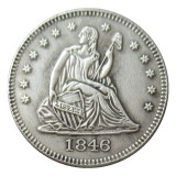 US 1846 SEATED LIBERTY QUARTER DOLLARS Silver Plated Coins COPY