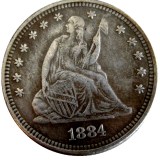 US 1884 SEATED LIBERTY QUARTER DOLLARS With Motto Silver Plated Coins COPY