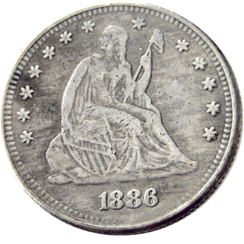 US 1886 SEATED LIBERTY QUARTER DOLLARS With Motto Silver Plated Coins COPY