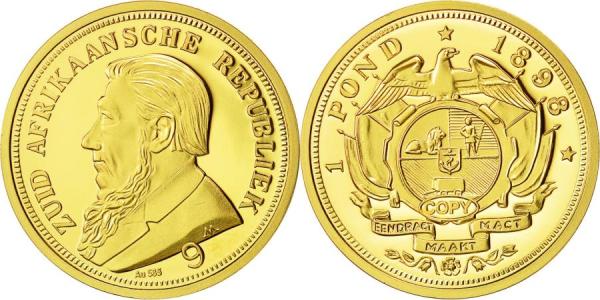 5pcs/Lot France, Medal, South Africa 1 pound Replica, History, 1898, , Gold Plated Coins COPY