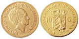 Netherlands, A Set Of(1925-1933) 5pcs Wilhelmina I, 10 Gulden Gold Plated Copy Coin