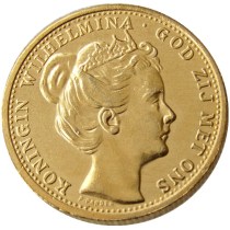 Netherlands, Wilhelmina I, 10 Gulden, 1898 Gold Plated Copy Coin