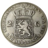 Netherlands 2 1/2 Gulden 1854 Willem lll Silver Plated Copy Decorative Coin
