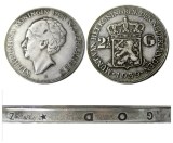 Netherlands 2 1/2 Gulden 1939 Wilhelmina Silver Plated Copy Coin
