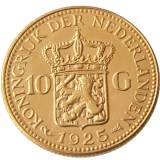 Netherlands 1925 Wilhelmina I, 10 Gulden Gold Plated Copy Coin