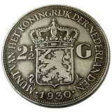 Netherlands 2 1/2 Gulden 1930 Wilhelmina Silver Plated Copy Coin