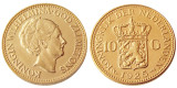 Netherlands 1925 Wilhelmina I, 10 Gulden Gold Plated Copy Coin