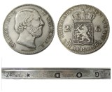 Netherlands 2 1/2 Gulden 1854 Willem lll Silver Plated Copy Decorative Coin