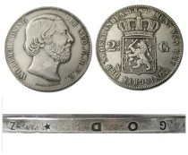 Netherlands 2 1/2 Gulden 1873 Willem lll Silver Plated Copy Decorative Coin