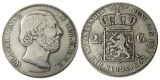 Netherlands 2 1/2 Gulden 1867 Willem lll Silver Plated Copy Decorative Coin