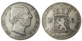 Netherlands 2 1/2 Gulden 1854 Willem lll Silver Plated Copy Decorative Coin