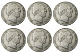Netherlands,A set of 1852-1873 6pcs 2 1/2 Gulden Willem lll Silver Plated Copy Decorative Coin