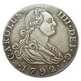 Spain 4 Reales - Carlos IV 1792 CAROLUS IIII.DEI.G. Silver Plated Copy Coins