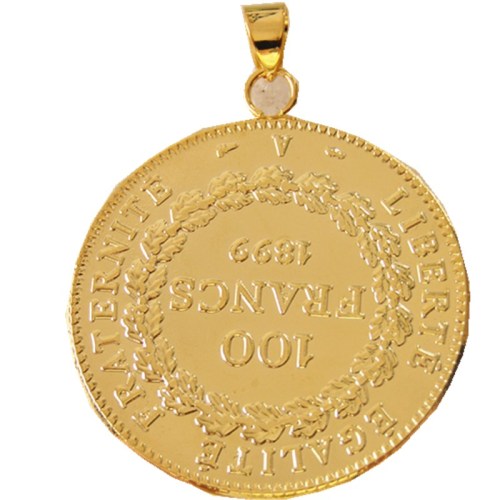 P(04)Coin Pendant 1899A 100 Francs Gold Plated Fashion Jewelry(diameter:35mm)