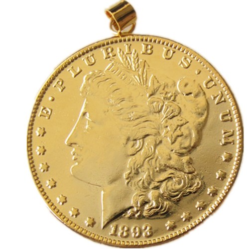P(01)Coin Pendant Morgan Dollar 1893s Necklace Gold Plated Coin Fashion Jewelry