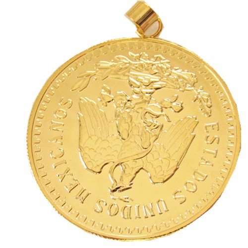 P(02)Coin Pendant Mexico 1929 50 Peso Coin Gold Plated Fashion Jewelry(diameter:37mm)