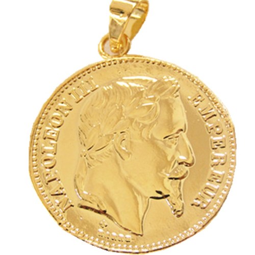 P(11)Coin Pendant France 20Francs 1866 Gold Plated Fashion Jewelry(diameter:21mm)