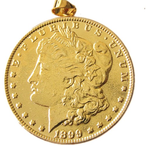 P(17)Coin Pendant Morgan Dollar 1899 Necklace Gold Plated Coin Fashion Jewelry