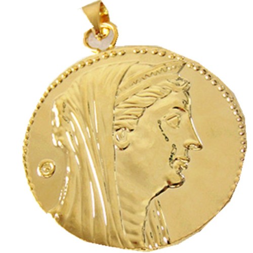 P(07)Coin Pendant Greek Oktodrachme Agypten Ptolemaios II 283-246 Gold Plated Fashion Jewelry(diameter:28mm)