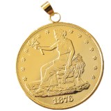 P(22)Coin Pendant US 1876cc Trade Dollar Necklace Gold Plated / Silver Plated Coin Fashion Jewelry