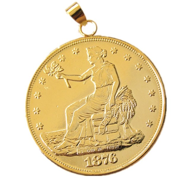 P(22)Coin Pendant US 1876cc Trade Dollar Necklace Gold Plated / Silver Plated Coin Fashion Jewelry