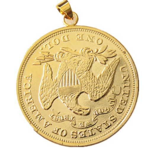 P(19)Coin Pendant US 1871 Seated Liberty Silver Dollars Necklace Gold Plated Coin Fashion Jewelry