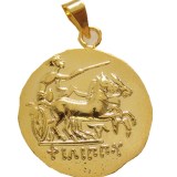 P(13)Coin Pendant Ancient Greek Philip II of Macedon - 323 BC Gold Plated Fashion Jewelry(diameter:20mm)