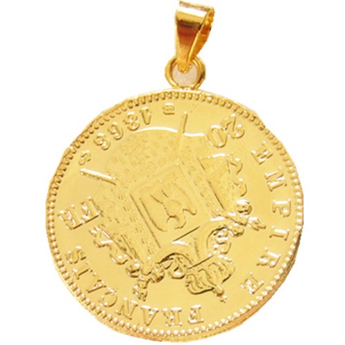 P(11)Coin Pendant France 20Francs 1866 Gold Plated Fashion Jewelry(diameter:21mm)