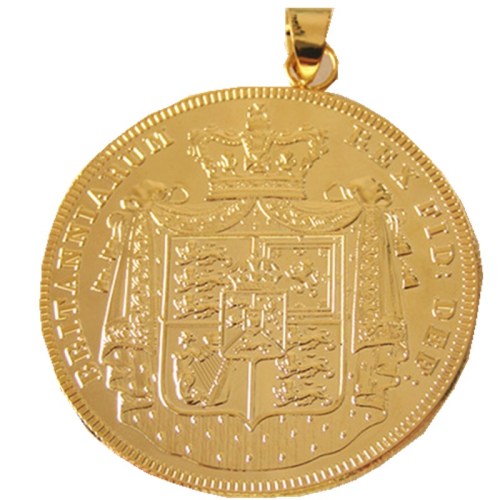 P(05)Coin Pendant UK 1826 Coin 5 Pounds Gold Plated Fashion Jewelry(diameter:38mm)