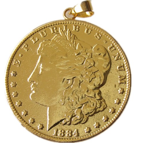 P(23)Coin Pendant Morgan Dollar 1884CC Necklace Gold Plated Coin Fashion Jewelry