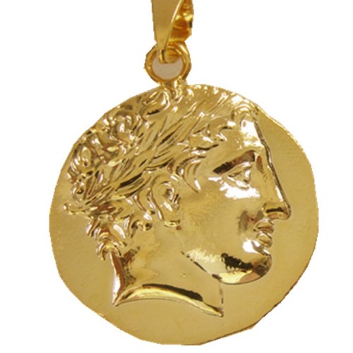 P(13)Coin Pendant Ancient Greek Philip II of Macedon - 323 BC Gold Plated Fashion Jewelry(diameter:20mm)