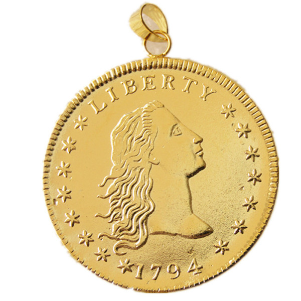 P(21)Coin Pendant US 1794 Flowing Hair Necklace Gold Plated / Silver Plated Coin Fashion Jewelry